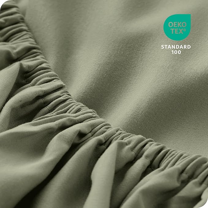 Bare Home 2-Pack Fitted Bottom Sheets Split King - Premium 1800 Ultra-Soft Wrinkle Resistant Microfiber - Deep Pocket - 4 Twin XL Fitted Sheets (Split King, Sage)
