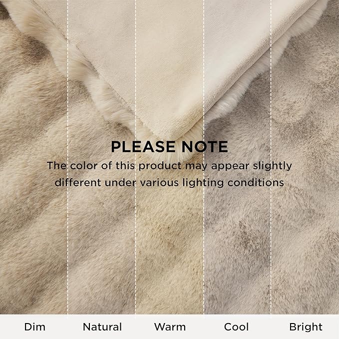 Bedsure GentleSoft Fluffy Fuzzy Beige Throw Blanket for Bed, Soft Cozy Fleece Faux Fur Blanket for Couch, Beige Room Decor Minky Velvet Bedding Sofa Cover, Thick Warm Plush Women Girls Birthday Gifts