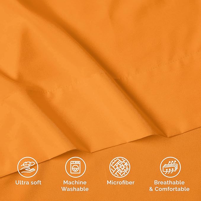 Luxury Flat Sheet on Amazon Elegant Comfort Wrinkle-Free 1500 Premier Hotel Quality 1-Piece Flat Sheet, King Size, Vibrant Orange
