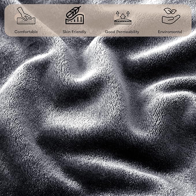 MOONLIGHT20015 Fleece Throw Blanket Super Soft Cozy for Couch, Sofa and Camping Lightweight 400 GSM Luxury Fluffy Microfiber Bed Blankets 50 x 60 Inches (Throw/Travel, Grey)