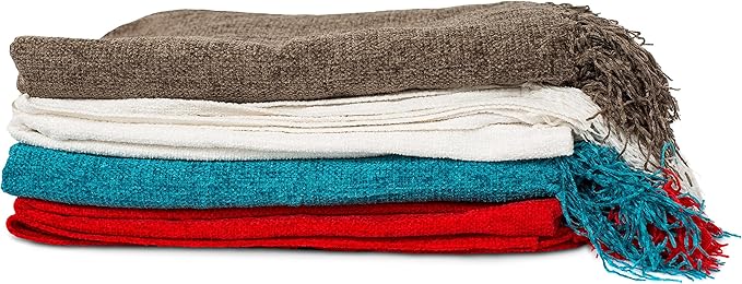 BIRDROCK HOME Internet's Best Chenille Throw Blankets - Teal - Ultra Soft Couch Blanket with Fringe - Light Weight Sofa Throw - 100% Microfiber Polyester - Easy Travel - Bed - 50 x 60