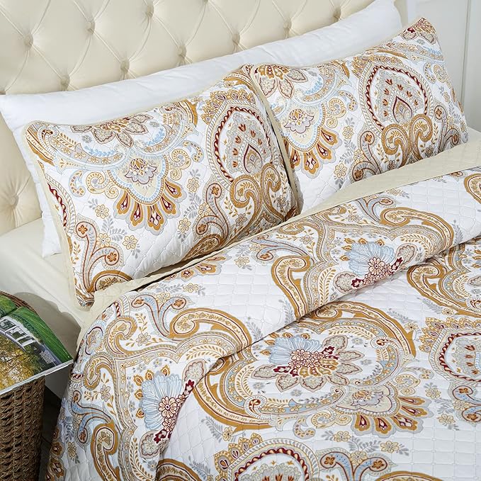 Mellanni Twin Bedspread Coverlet Set - Bedding Cover with Sham - Ultrasonic Quilting Technology - 2 Piece Oversized Quilt Set - Bedspreads & Coverlets (Twin, Paloma Beige)