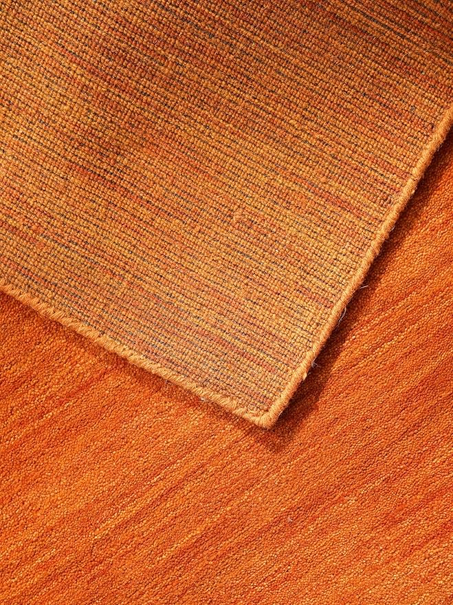 Rugsotic Carpets Hand Knotted Loom Wool ECO-Friendly Area Rugs - 5'7''x7'10'', Rectangle Shape, Orange, Solid, High Pile Thick Handmade Anti Skid Area Rugs for Living Room, Bed Room (L00111)