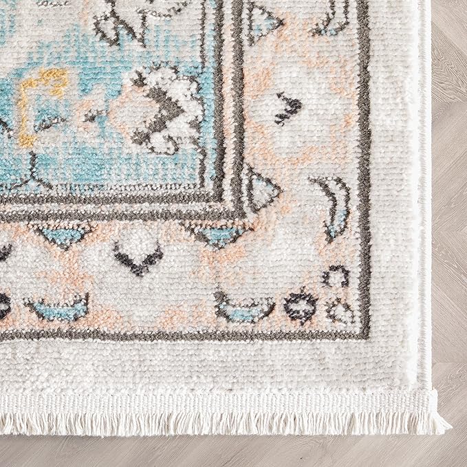 Well Woven Custom Size Runner - Choose Your Length - Jolena Blue & Ivory Vintage Medallion 27 Inch Wide x 19 Feet Long Runner (27" x 19' Runner)
