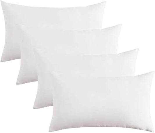 Covers & All Throw Pillow Inserts Only Pack of 4, Durable Soft Rectangle 14 x 22 Inches 65 GSM Non-Woven Fabric with 15D Silicon Fiber Filling, Universal uses for Home Decor Office Indoor Outdoor