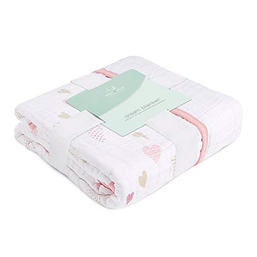 aden + anais Boutique Dream Blanket, Boutique Muslin Baby Blankets for Girls & Boys, Ideal Newborn Nursery & Crib Blanket, Unisex Toddler & Infant Bedding, Shower & Registry Gift, Heartbreaker