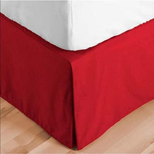 Bed Skirt - Soft Quadruple Pleated Ruffle - Easy Fit with 16 Inch Tailored Drop - Hotel Quality, Shrinkage and Fade Resistant//Red/California King