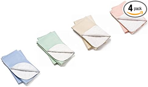 Nobles Incontinence Bed Pads - Waterproof, Reusable & Washable Bed Pad - Absorbent Underpad Mattress Protector for Bed Wetting - Washable Incontinence Pads - 34x36-4 Pack (Green, Tan, Pink and Blue)