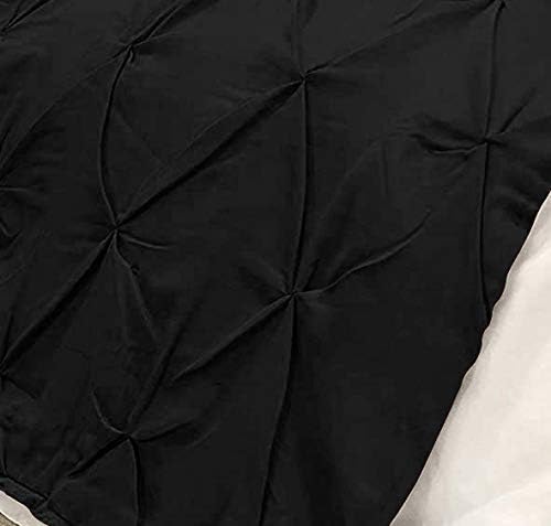 Bed Runner Set - 100% Pure Cotton 800 Thread Count - Luxury 1 Pinch Pleated Bed Runner and 4 Pillow Cover - 5 Piece Pinch Pleated Bed Runner Set King, Black