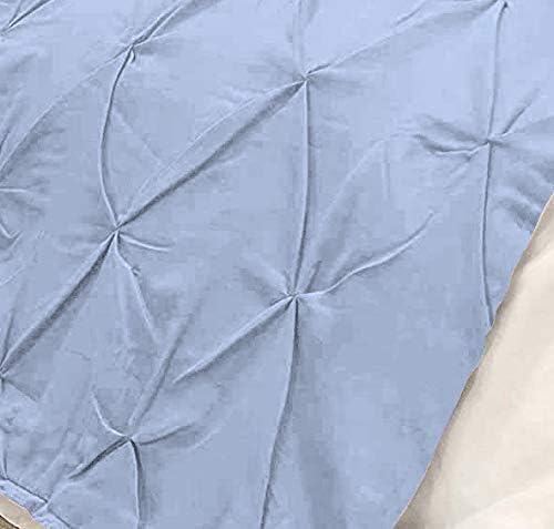 Bed Runner Set - 100% Pure Cotton 800 Thread Count - Luxury 1 Pinch Pleated Bed Runner and 2 Pillow Cover - 3 Piece Pinch Pleated Bed Runner Set Twin, Light Blue