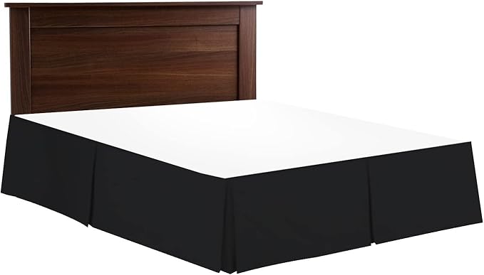 Bed Skirt - Soft Quadruple Pleated Ruffle - Easy Fit with 16 Inch Tailored Drop - Hotel Quality, Shrinkage and Fade Resistant//Black/Twin
