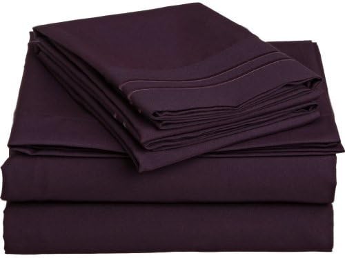 Elegant Comfort 1500 Premier Wrinkle & Fade Resistant Hotel Quality Ultra Soft Luxurious 4-Piece Bed Sheet Set with Deep Pockets, Queen Purple