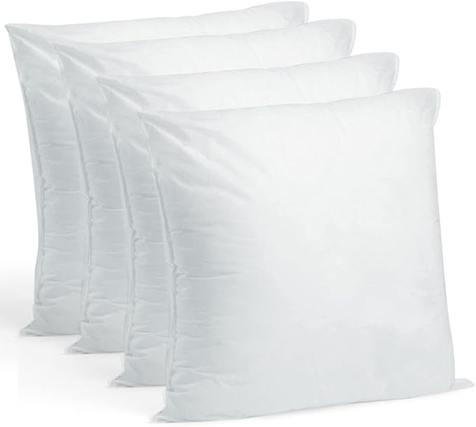 Hometex Throw Pillow Insert 15" x 15" Polyester Filled Standard Cover (4 Pack)