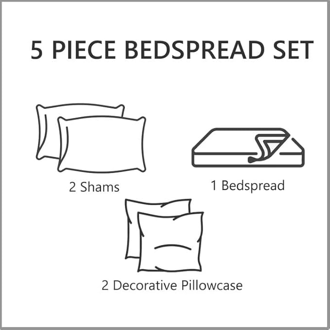 CHIXIN Bedspread Coverlet Quilt Set Full Size - Lightweight Bedding Cover - Beautiful Stitching - 5 Piece Reversible Bedspread - Luxury Damask Paisley Pattern (Full, Lagoon)
