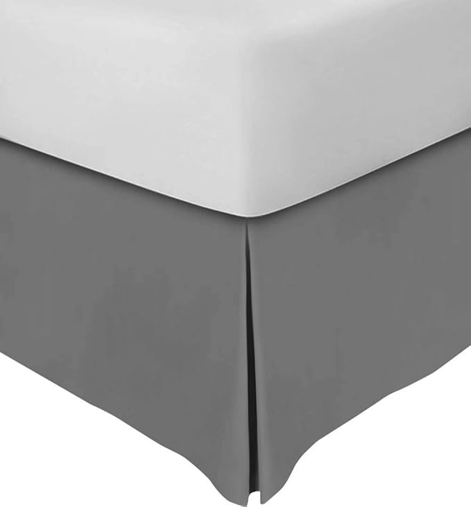 Split Corner Bed Skirt 16 Inch Drop King Size 100% Natural Cotton Hotel Quality King Size, Dark Grey Solid