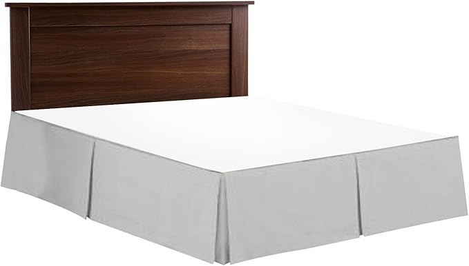 Bed Skirt - Soft Quadruple Pleated Ruffle - Easy Fit with 16 Inch Tailored Drop - Hotel Quality, Shrinkage and Fade Resistant//Silver/Twin XL