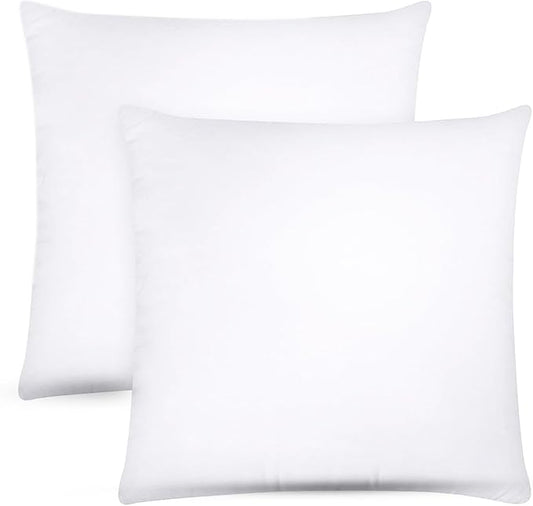 Covers & All Throw Pillow Inserts Only Pack of 2, Durable Soft Square 20 x 20 Inches 65 GSM Non-Woven Fabric with 15D Silicon Fiber Filling, Universal uses for Home Decor Office Indoor Outdoor