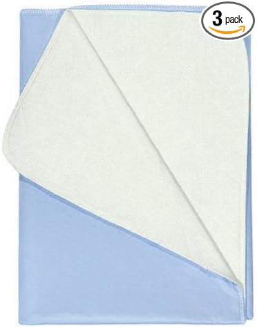 Nobles Reusable/Washable Waterproof Bed Pad for Children or Adults Pack of 3 (29x35, Blue)