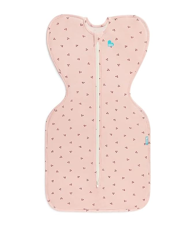 Love to Dream Swaddle Up Bamboo, Arms Up Position, Soft and Luxurious 100% Viscose from Bamboo - Wearable Blanket - 1.0 TOG - (20-24°C) Ideal for Moderate Temps (Cherries Blush, Newborn, 2.2–3.8kg)