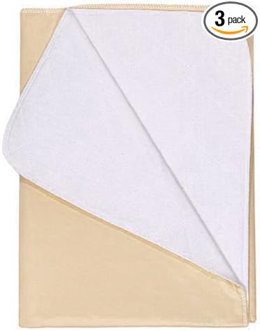 Nobles Reusable/Washable Waterproof Bed Pad for Children or Adults Pack of 3 (17x24, Tan)