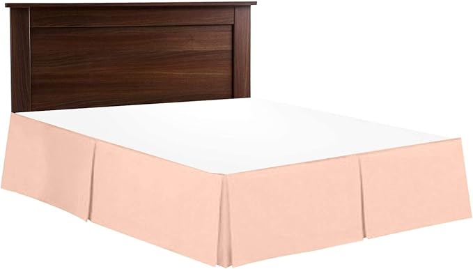 Bed Skirt - Soft Quadruple Pleated Ruffle - Easy Fit with 16 Inch Tailored Drop - Hotel Quality, Shrinkage and Fade Resistant//Peack/Twin