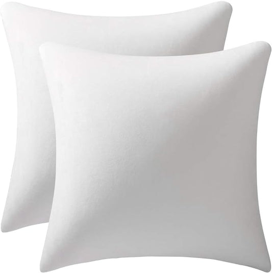 Euro Sham Covers 24x24 Ivory White: Pack of 2 Cozy Soft Velvet Square Modern Luxury Decorative Throw Pillow Cases for Sofa Couch Living Room Bed Home Decor