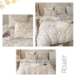 HighBuy Boho Floral Duvet Cover King Bedding Vintage Cotton Aesthetic Bedding Set King Size Comforter Cover Set Garden Lightweight Soft Duvet Cover Set Zipper Closure Breathable