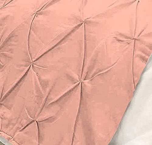 Bed Runner Set - 100% Pure Cotton 800 Thread Count - Luxury 1 Pinch Pleated Bed Runner and 4 Pillow Cover - 5 Piece Pinch Pleated Bed Runner Set California King, Peach