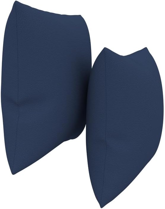 Covers & All Sunbrella Indoor/Outdoor Throw Pillows, Square Throw Pillows Inserts with Covers Set of 2 (Canvas Navy, 16x16)