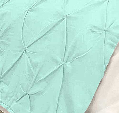 Bed Runner Set - 100% Pure Cotton 800 Thread Count - Luxury 1 Pinch Pleated Bed Runner and 4 Pillow Cover - 5 Piece Pinch Pleated Bed Runner Set Twin, Aqua