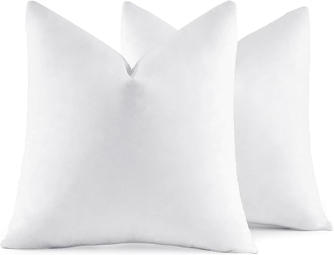 MIULEE 28x28 Pillow Inserts,Set of 2 Down Feather Throw Pillows for Couch Sofa Bed, Decorative Fluffy Throw Pillow Inserts Cotton Fabric,White