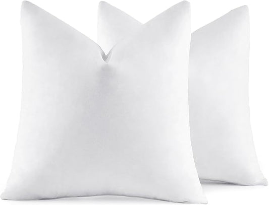 MIULEE 22x22 Pillow Inserts,Set of 2 Down Feather Throw Pillows for Couch Sofa Bed, Decorative Fluffy Throw Pillow Inserts Cotton Fabric,White