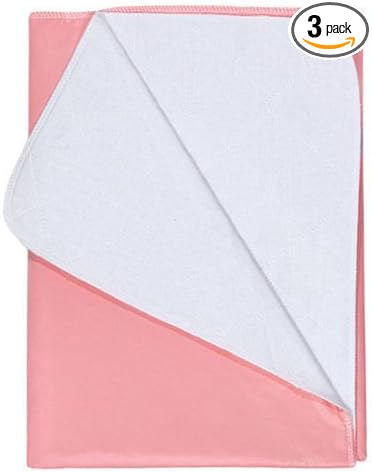 Nobles Reusable/Washable Waterproof Bed Pad for Children or Adults Pack of 3 (23x35, Pink)