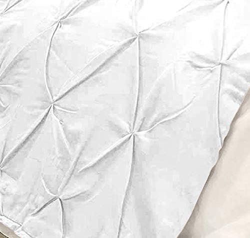 Bed Runner Set - 100% Pure Cotton 800 Thread Count - Luxury 1 Pinch Pleated Bed Runner and 2 Pillow Cover - 3 Piece Pinch Pleated Bed Runner Set Queen, White