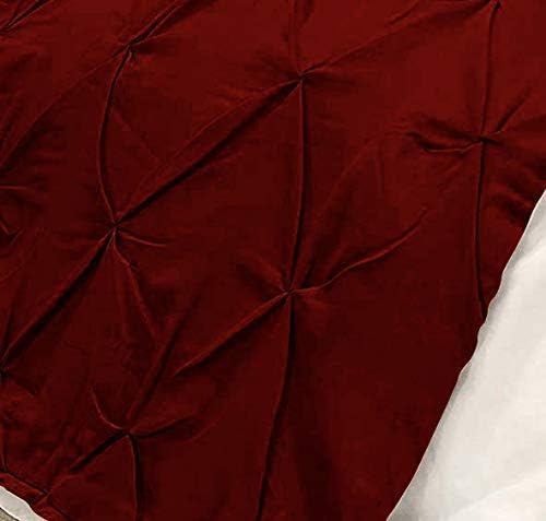 Bed Runner Set - 100% Pure Cotton 800 Thread Count - Luxury 1 Pinch Pleated Bed Runner and 2 Pillow Cover - 3 Piece Pinch Pleated Bed Runner Set California King, Burgundy