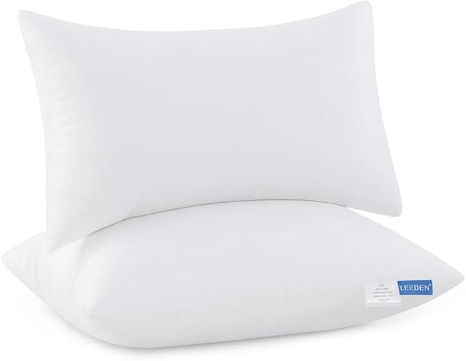 Leeden 12x20 Pillow Inserts Pack of 2, Fluffy Lumbar Throw Pillow Inserts, Soft Square Decorative Throw Pillows for Couch, Sofa, Bed, and Home Decor White Pillows