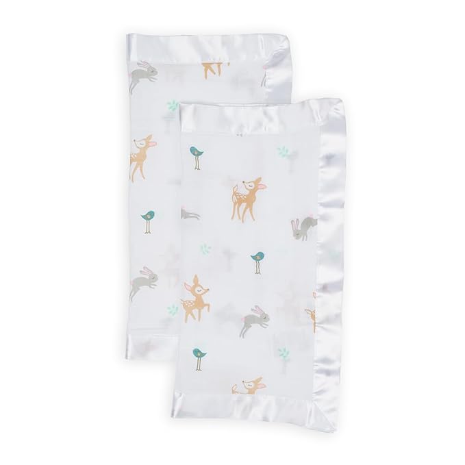 Lulujo Baby Cotton Muslin Security Blankets, Pack of 2, 16 x 16-Inches, Little Fawn