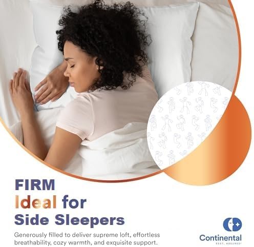 Continental Bedding Siberian Goose Down Pillow 800 Fill Power White Goose Down 400 Thread Count 100% Cotton Shell Soft Medium Firm Loft Options Handcrafted in USA