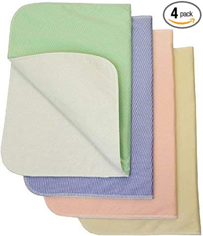 Nobles Incontinence Bed Pads - Waterproof, Reusable & Washable Bed Pad - Absorbent Underpad Mattress Protector for Bed Wetting - Washable Incontinence Pads - 17x24-4 Pack (Green, Tan, Pink and Blue)