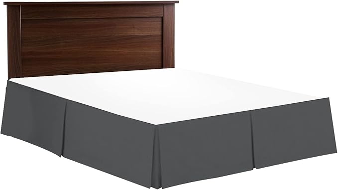 Bed Skirt - Soft Quadruple Pleated Ruffle - Easy Fit with 16 Inch Tailored Drop - Hotel Quality, Shrinkage and Fade Resistant//Grey/Full