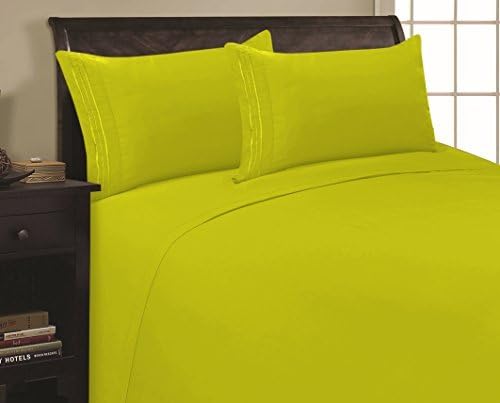 Elegant Comfort 1500 Premier Wrinkle & Fade Resistant Hotel Quality Ultra Soft Luxurious 4-Piece Bed Sheet Set with Deep Pockets, King Lime
