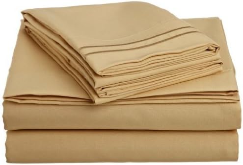 Elegant Comfort 1500 Premier Hotel Quality 4-Piece Bed Sheet Sets, Deep Pockets - Luxurious Wrinkle Free & Fade Resistant, Queen, Gold