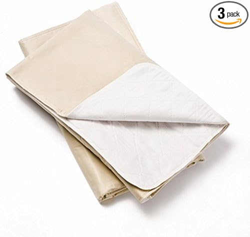 Nobles Reusable/Washable Waterproof Bed Pad for Children or Adults Pack of 3 (34x35, Tan)
