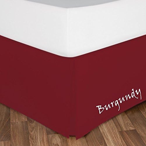 Bed Skirt - 25 Inch Fall Tailored Drop Pleated Dust Ruffle, 100% Egyptian Cotton - Solid Pattern and Color { Full XL , Solid , Burgundy}