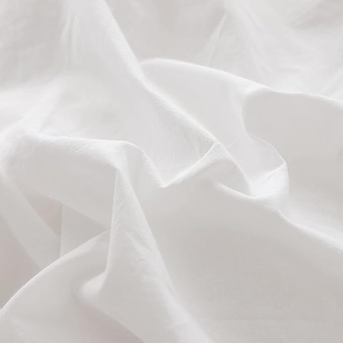 FACE TWO FACE Bedding Duvet Cover Set100% Washed Cotton Duvet Cover Linen Like Textured Breathable Durable Soft Comfy (Full, White)