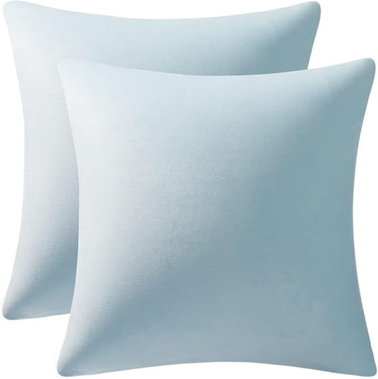 Throw Pillow Covers 20x20 Light-Blue: Pack of 2 Cozy Soft Velvet Square Modern Luxury Decorative Throw Pillow Cases for Sofa Couch Living Room Bed Home Decor