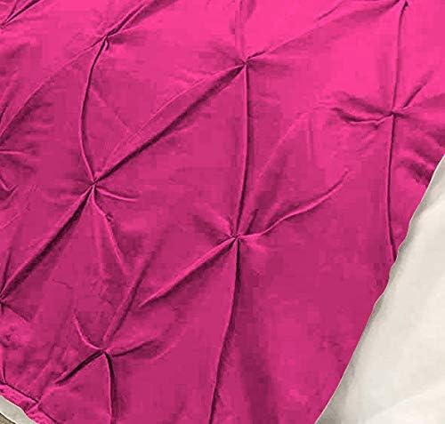 Bed Runner Set - 100% Pure Cotton 800 Thread Count - Luxury 1 Pinch Pleated Bed Runner and 4 Pillow Cover - 5 Piece Pinch Pleated Bed Runner Set King, Hot Pink