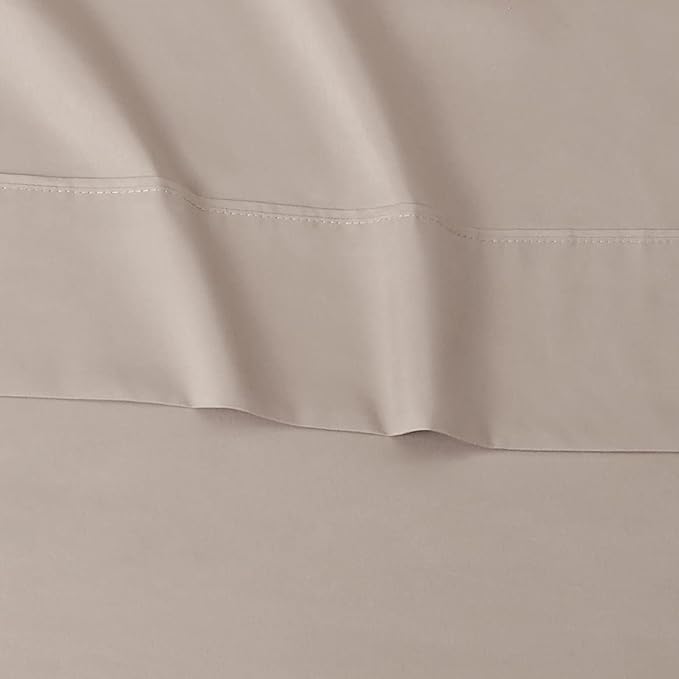Amazon Basics Lightweight Super Soft Easy Care Wrinkle-Free Breathable Brushed Microfiber 3-Piece Bed Sheet Set with 14-Inch Deep Pockets,Twin,Taupe,Solid,(Pack of 10)