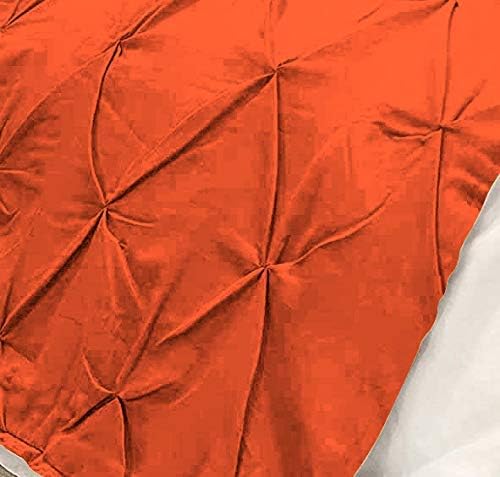 Bed Runner Set - 100% Pure Cotton 800 Thread Count - Luxury 1 Pinch Pleated Bed Runner and 2 Pillow Cover - 3 Piece Pinch Pleated Bed Runner Set Queen, Orange