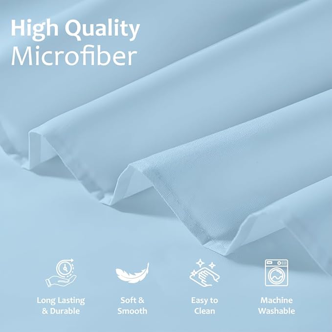 Shreem Linen Ruffled Bed Skirt with Split Corners, Gathered Style, 100% Microfiber, 24-Inch Drop, Dust Ruffle Bedskirt with Platform, Twin, Light Blue